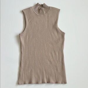 Tan Ribbed Tank Top with Sleek Design